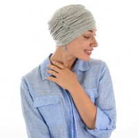Bamboo Turban with Twin Twists - Carol | Light Grey
