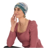 Floral Eternity Loop Scarf Turban | Option 8 | Teal Blue Moon & Birds