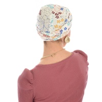 Floral Eternity Loop Scarf Turban | Option 10 | Colourful Flower Sketches on Cream Background