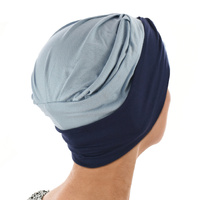 Bamboo Turban with Mix n Match Headband Set | #1 Baby Blue Hat & Navy Band