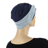 Bamboo Turban with Mix n Match Headband Set | #2 Navy Hat & Pale Blue Band