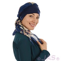 Floral Head Scarf with Headband Gracie | #1 Navy & Floral