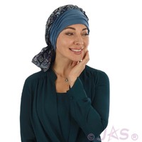 Floral Head Scarf with Headband Gracie | #3 Denim Blue & Geometrical