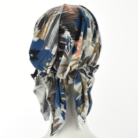 Stretch Floral Pre-tied Scarf Holly | #3 Tropical | Grey & Blue