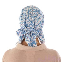 Stretch Floral Pre-tied Scarf Holly | #7 Floral | White & Light Blue