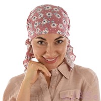 Stretch Floral Pre-tied Scarf Holly | #9 Daisy Flowers | Dusty Pink