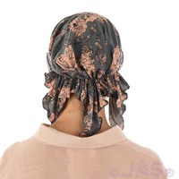 Stretch Floral Pre-tied Scarf Holly | #11 Flower Sketches | Dark Grey