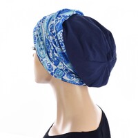 Seamless Wrap Headband with Print | #14 Blue Paisley Print