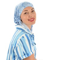 Slouchy Pre-tied Floral Scarf Lena | #2 Leaf Sketches – Light Blue