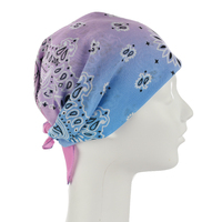 Tie Dye Paisley Print Cotton Bandana Pink Blue