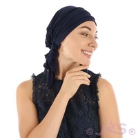 Bamboo Pre-tied Pleated Scarf Josie | Navy Dark Blue