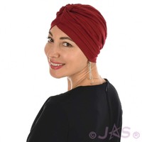 Pleated Classic Jersey Cotton Turban | Deep Burnt Red