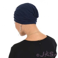 Pleated Classic Jersey Cotton Turban | Navy