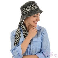 Pre-washed Cotton Bucket Hat with Sash | Dark Grey / Black