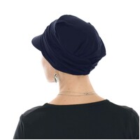 Bamboo Ruched Cadet Cap Sandra | Navy Blue