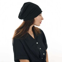 Fleeced Cotton Beanie | Black