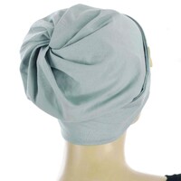 Cotton Beanie with Swirly Back and Buttons | Slate Baby Blue