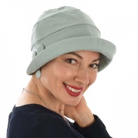 Retro-inspired Cotton Cloche Hat Betty | Light Blue | Adjustable-S/M