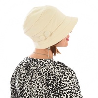 Retro-inspired Cotton Cloche Hat Betty | Beige| Adjustable-S/M