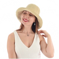 Packable Beach Summer Sun Hat & Bamboo Liner Set | S/M | Natural Beige