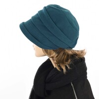 Corduroy Teal Blue Bakerboy Hat with Hair | Two-toned Light Brown & Blonde