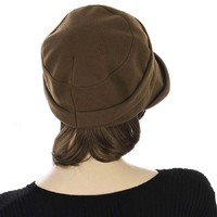 Corduroy Brown Bakerboy Hat with Hair Extension for Winter