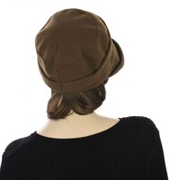 Corduroy Brown Bakerboy Hat with Hair Extension for Winter | Medium Brown Hair