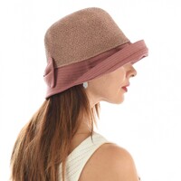 Crochet Cloche Sun Hat with Upturn Brim | Antique Pink