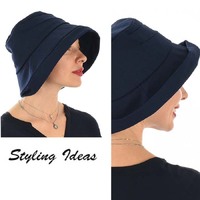 Linen Deep Crown Bucket Hat with Chin Strap