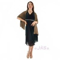 Rectangular Jersey Stretch Scarf Wrap | Bronze Light Brown