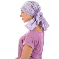 Padded Serenity Cotton Scarf Wrap with Tails | Tie Dye Lavender Lilac Purple