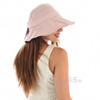 Packable Sun Hat with Pin Striped Bow and Buckle - Helen | Dusty Pale Pink