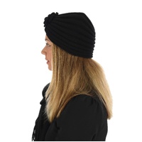 Versatile Knit Cloche Turban with Inner Liner | Black