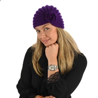 Versatile Knit Cloche Turban with Inner Liner | Dark Purple