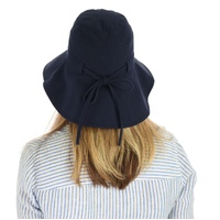 Cotton Wide Brim Sun Hat – Amy | Navy Blue | S/M