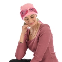 Bamboo Turban with Pearl Ring & Sash Set | Blush Pink & Abstract Tree Sketch Sash Scarf