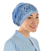 Paisley Pre-Tied Chemo Turban with Rosette | Baby Blue