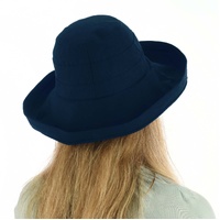 Packable Linen Sun Hat – Ann | Navy Blue | M/L