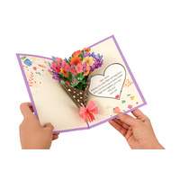 3D Pop Up Flower Bouquet Greeting Card with Love Heart Message Area