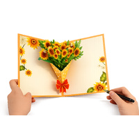 3D Pop Up Sunflower Bouquet Greeting Card with Personalised Message