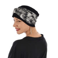 Print Seamless Turban Headband Scarf | Feather Leaf Grey