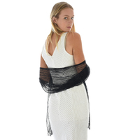 Rectangular Metallic Mesh Evening Shawl | Black