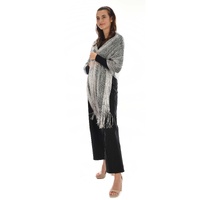 Rectangular Metallic Mesh Evening Shawl | Silver