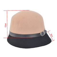 Teresa Wool Cloche Hat  | Black Crown and Beige Brim | 56cm