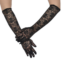 Floral Long Lace Gloves | Black
