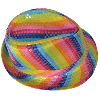 Rainbow Sequin Fedora Hat