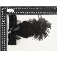 20s Great Gatsby Party Feather Headband | Black