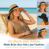 Ribbon Lie Back Wide Brim Sun Hat