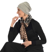 Cotton Turban Beanie with Faux Fur Leopard Headband Set