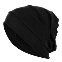 Cotton Beanie Gathered on Side | Black